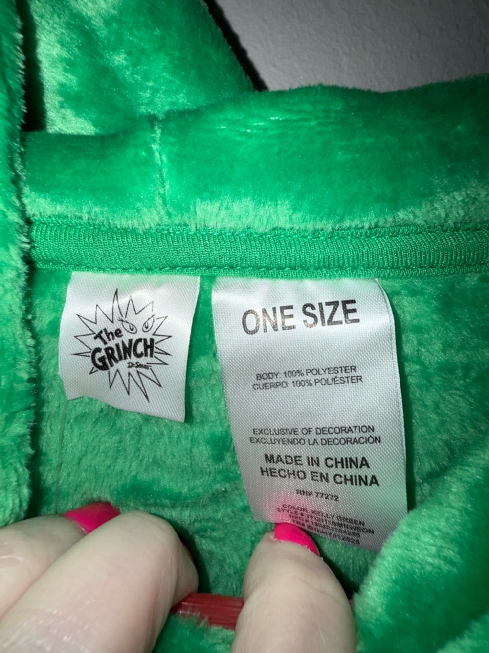 The Grinch Oversized Hoodie w Pockets OSFM BNWT - Picture 7 of 8